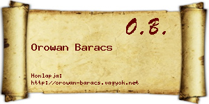 Orowan Baracs névjegykártya